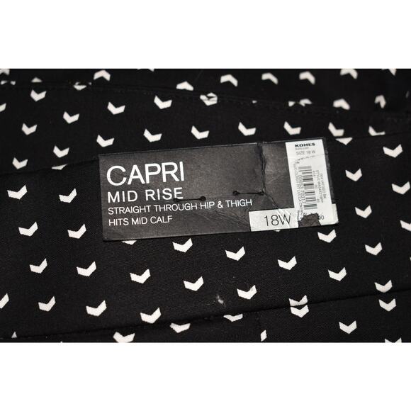 APT. 9 NEW $58 Black White Geo Print‎ Mid Rise Capri Pant Stretch 18W - Picture 3 of 4